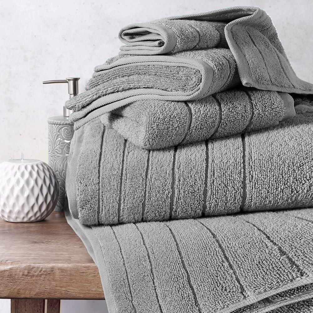 imageAnne Klein 6Piece Reverie Towel Set 2 Bath Towels 2 Hand Towels 2 Wash Cloths 100 Cotton BlushLight Grey