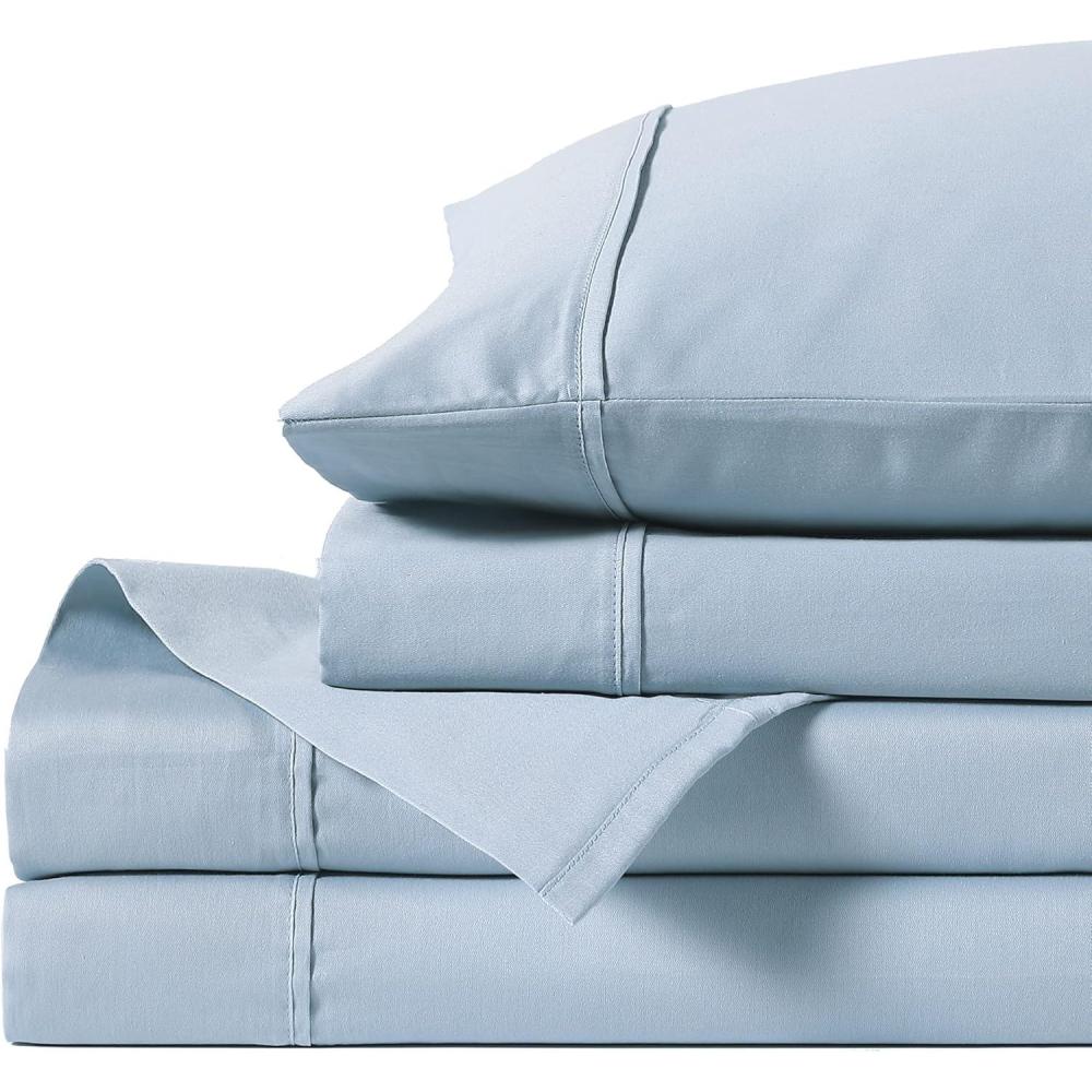 imageAnne Klein Reverie 100 Cotton Solid Sheet Set Full BlueGrey