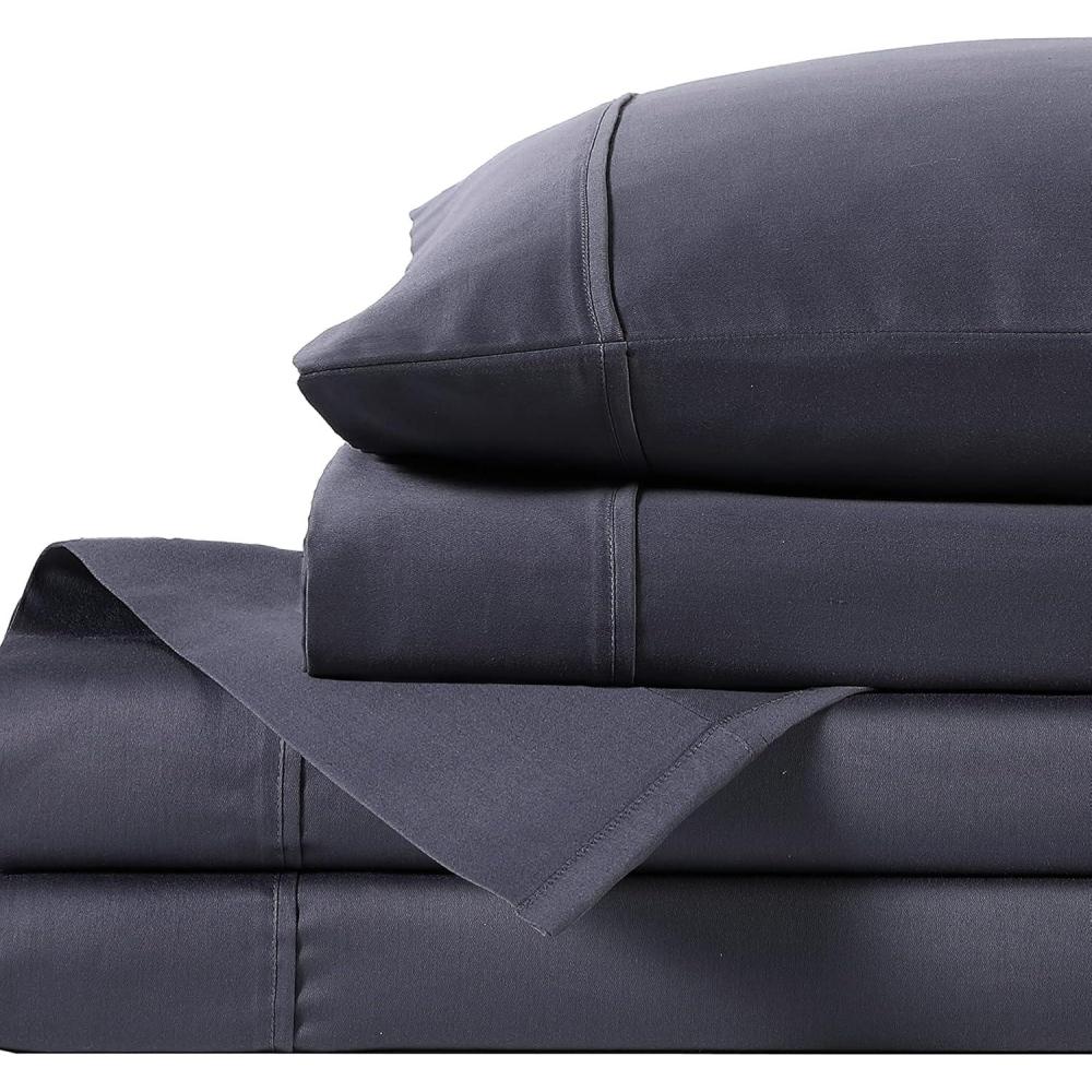 imageAnne Klein Reverie 100 Cotton Solid Sheet Set Full WhiteCharcoal