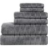 imageAnne Klein 6Piece Reverie Towel Set 2 Bath Towels 2 Hand Towels 2 Wash Cloths 100 Cotton BlushGrey