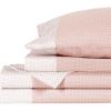 Anne Klein Westhill Dot, 100% Cotton Sateen Sheet Set, with Flat Sheet, Fitted Sheet, Pillowcases,Twin, Blush(Blush)