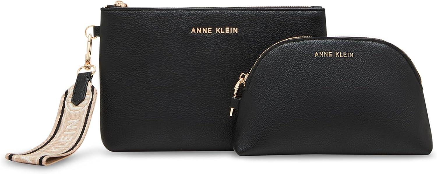 imageAnne Klein AK 3 piece pouch gift set with web detailingBlack