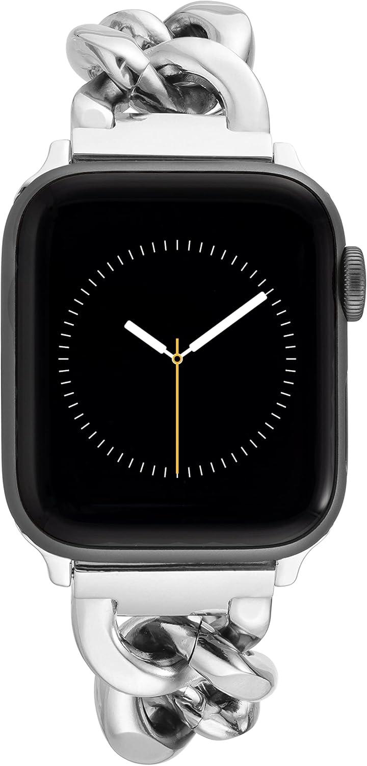 imageAnne Klein Fashion Chain Bracelet for Apple Watch Secure Adjustable Apple Watch Replacement Band Fits Most WristsSilver