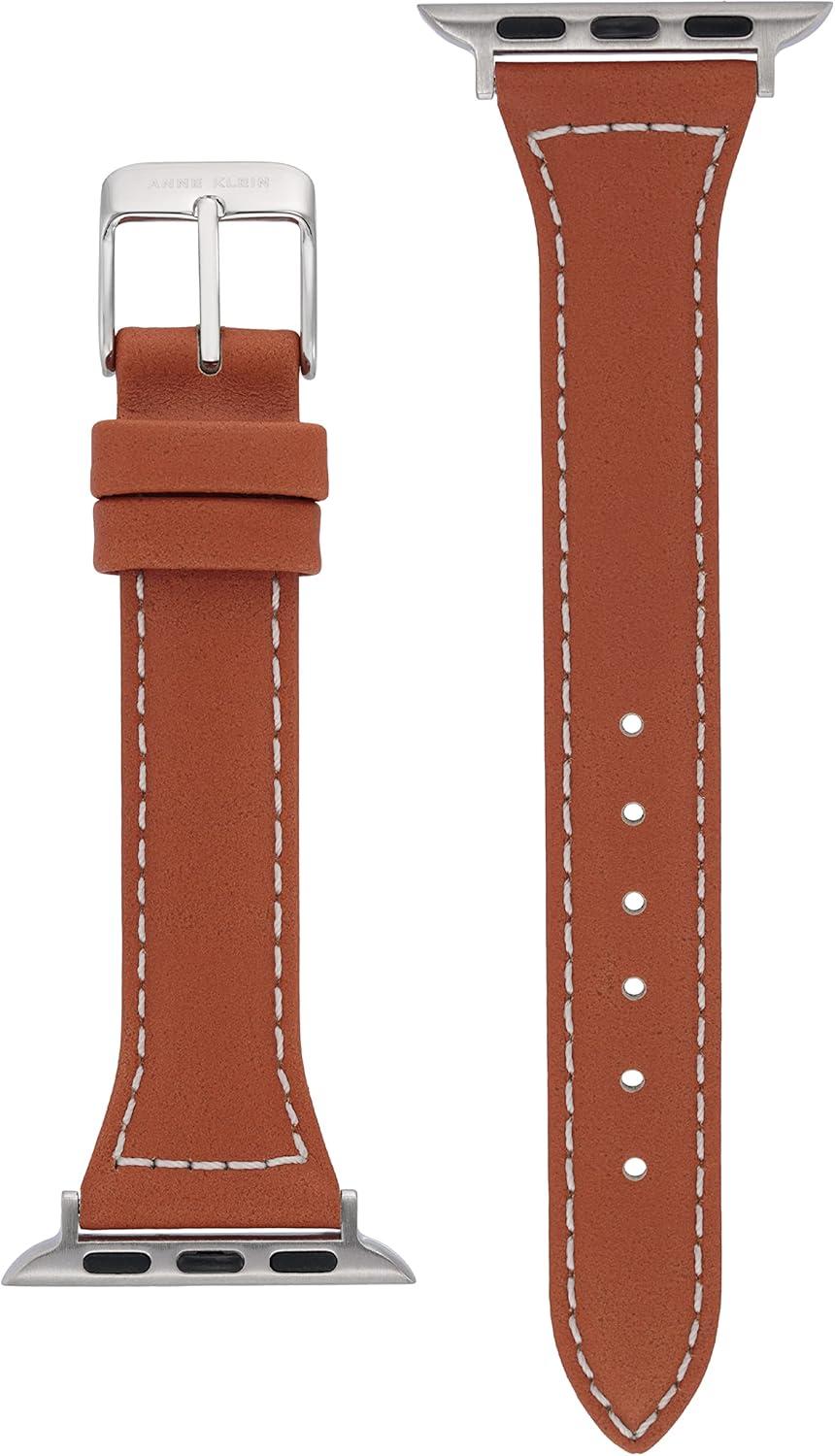 imageAnne Klein Leather Fashion Band for Apple Watch Secure Adjustable Apple Watch Band Replacement Fits Most WristsBrown