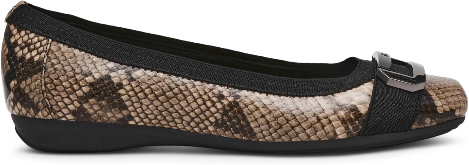 imageAnne Klein Womens Uplift Ballet FlatBlack WhiteSnake