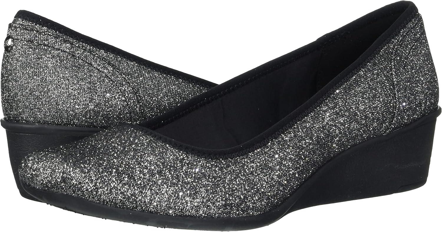 imageAnne Klein Womens Wisher Wedge PumpPewter Stretch