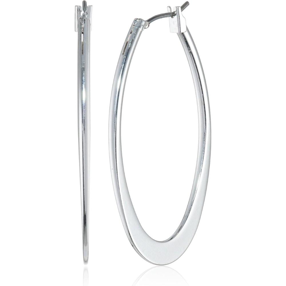 imageAnne Klein Classics Silvertone Large Oval Hoop EarringsSilver