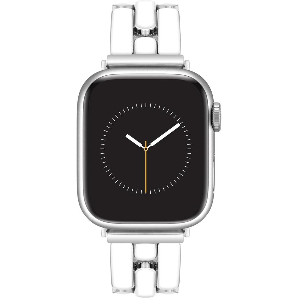 imageAnne Klein Fashion Bracelet for Apple Watch Secure Adjustable Apple Watch Replacement Band Fits Most WristsWhiteSilver