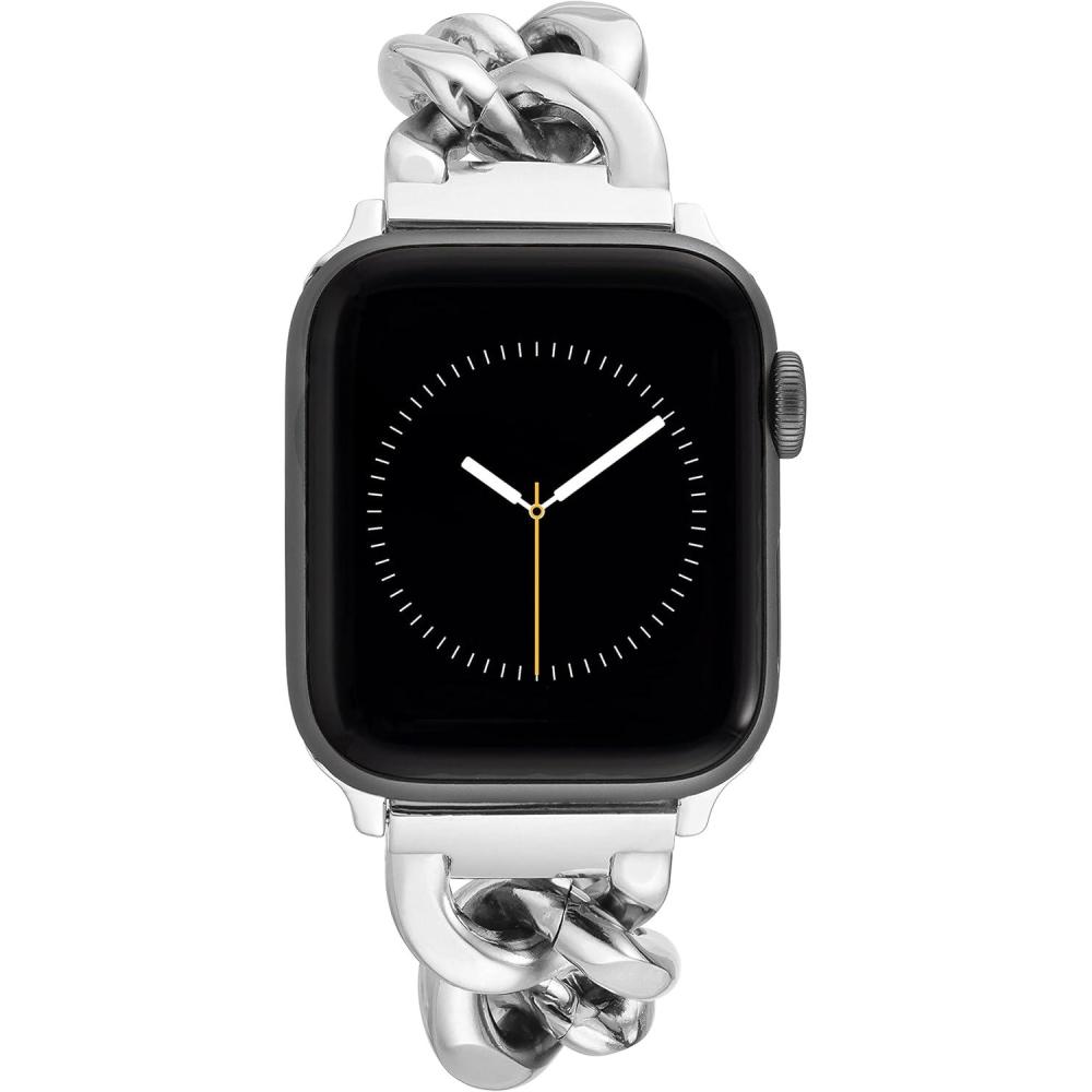 imageAnne Klein Fashion Chain Bracelet for Apple Watch Secure Adjustable Apple Watch Replacement Band Fits Most WristsSilver