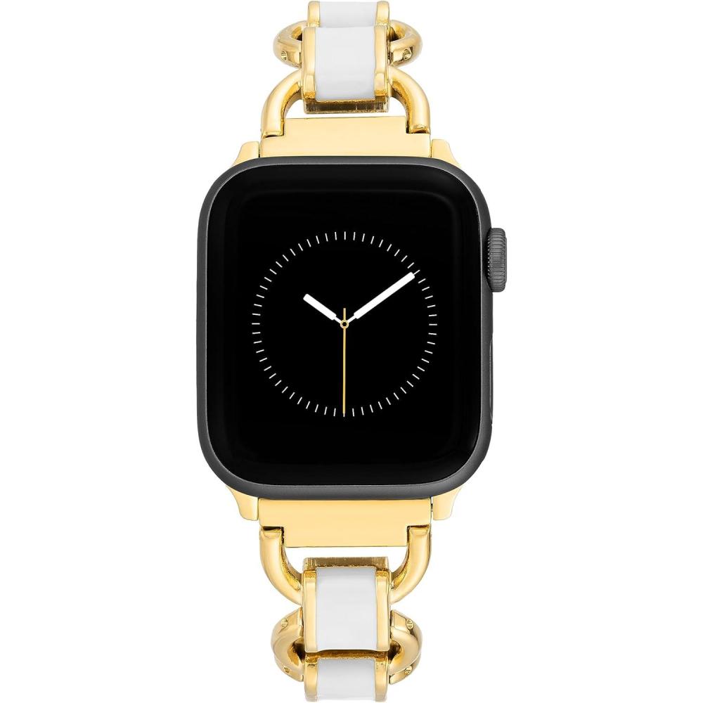 imageAnne Klein Fashion Chain Bracelet for Apple Watch Secure Adjustable Apple Watch Replacement Band Fits Most WristsWhiteGold