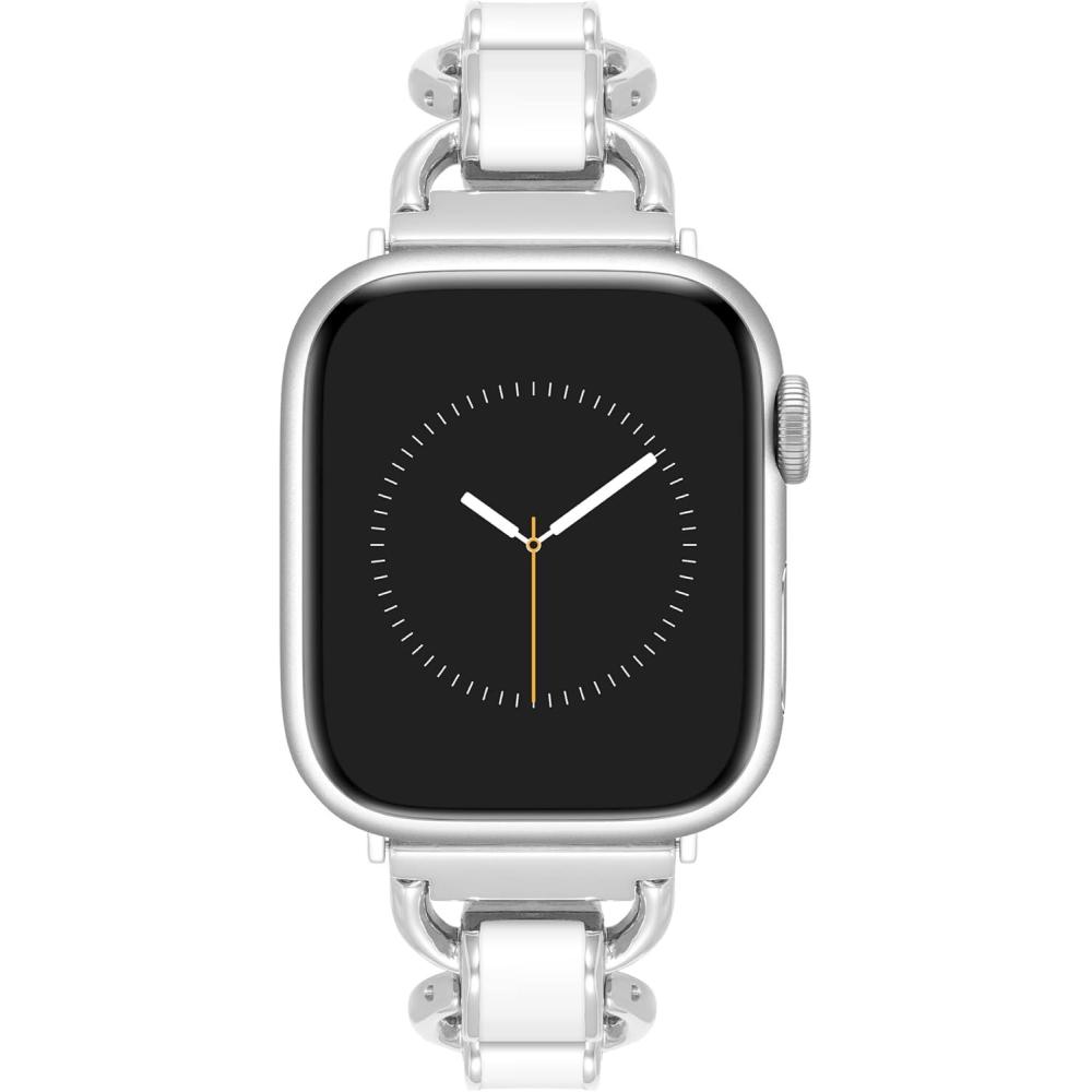 imageAnne Klein Fashion Chain Bracelet for Apple Watch Secure Adjustable Apple Watch Replacement Band Fits Most WristsWhiteSilver