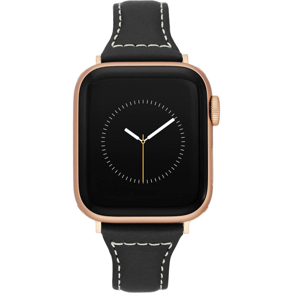 imageAnne Klein Leather Fashion Band for Apple Watch Secure Adjustable Apple Watch Band Replacement Fits Most WristsBlack