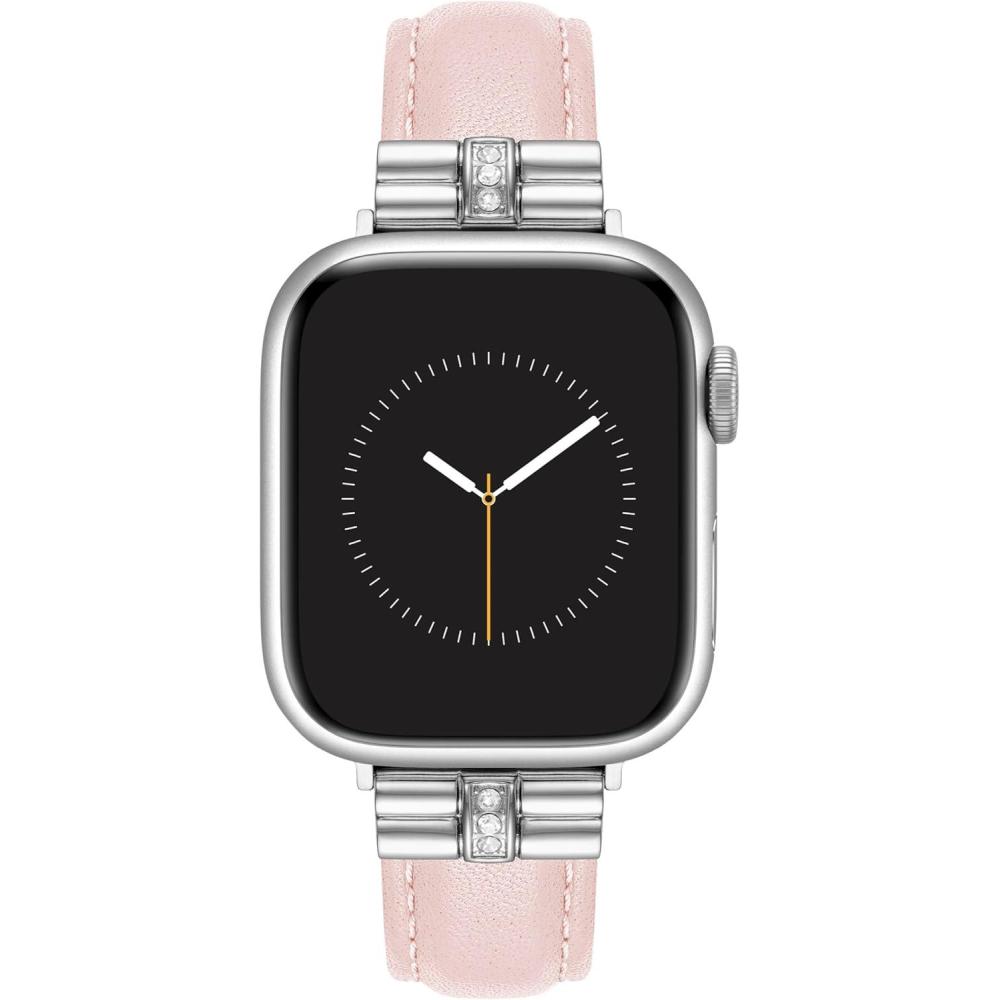 imageAnne Klein Leather Fashion Band for Apple Watch Secure Adjustable Apple Watch Band Replacement Fits Most WristsBlush PinkSilver