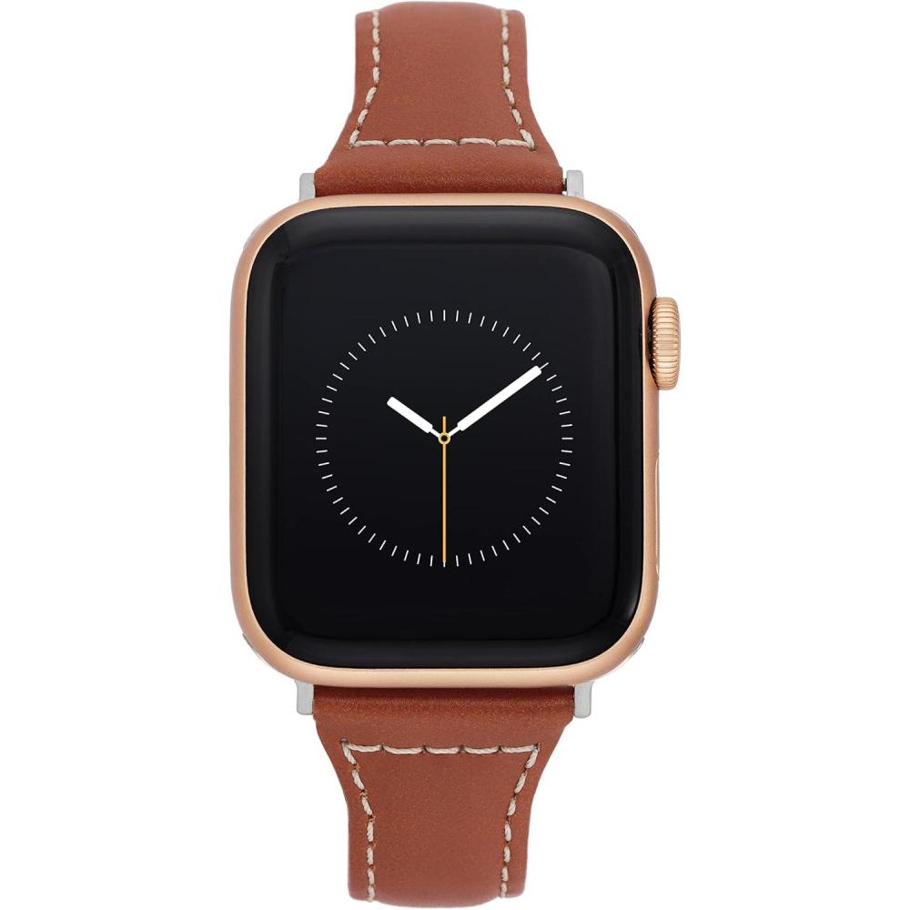 imageAnne Klein Leather Fashion Band for Apple Watch Secure Adjustable Apple Watch Band Replacement Fits Most WristsBrown
