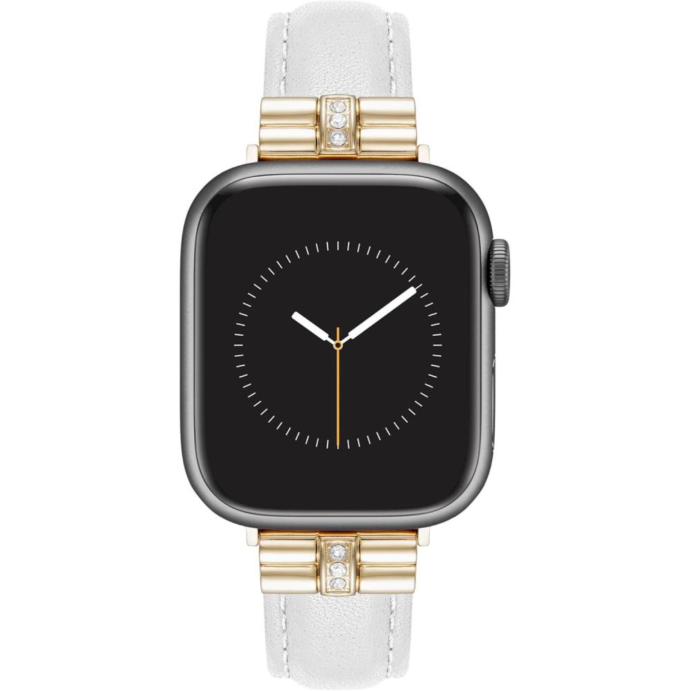 imageAnne Klein Leather Fashion Band for Apple Watch Secure Adjustable Apple Watch Band Replacement Fits Most WristsIvory
