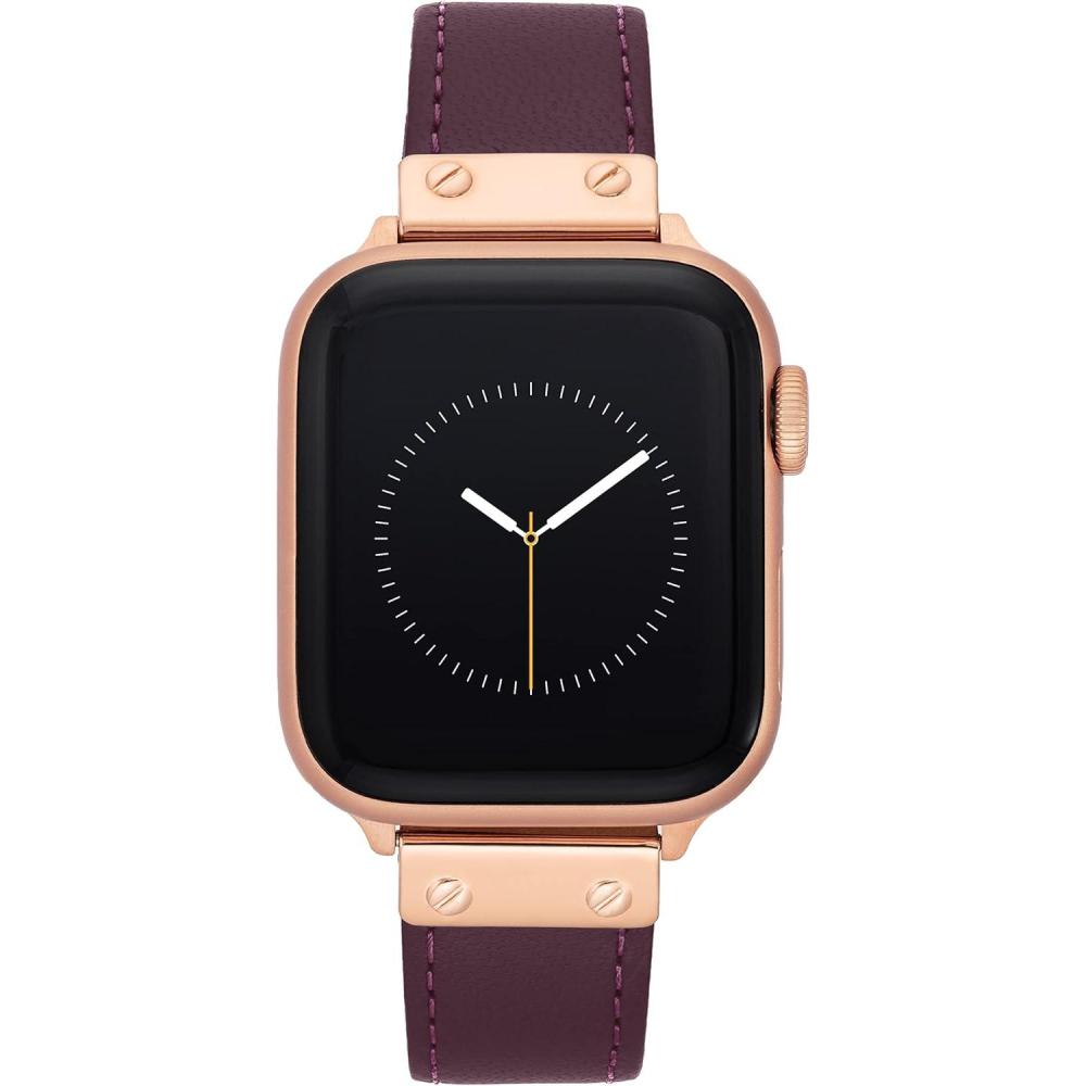 imageAnne Klein Leather Fashion Band for Apple Watch Secure Adjustable Apple Watch Band Replacement Fits Most WristsPurpleRose Gold