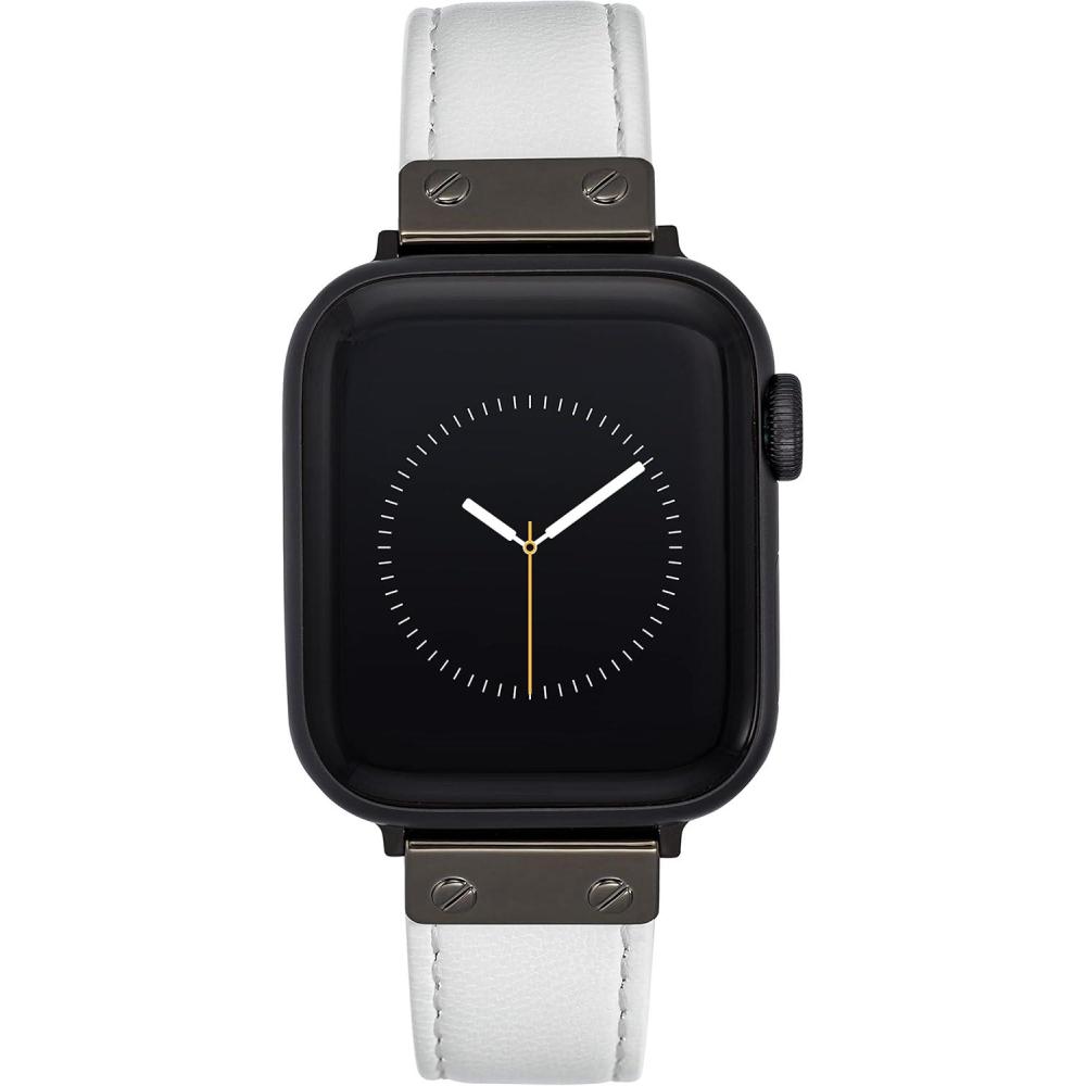 imageAnne Klein Leather Fashion Band for Apple Watch Secure Adjustable Apple Watch Band Replacement Fits Most WristsWhite