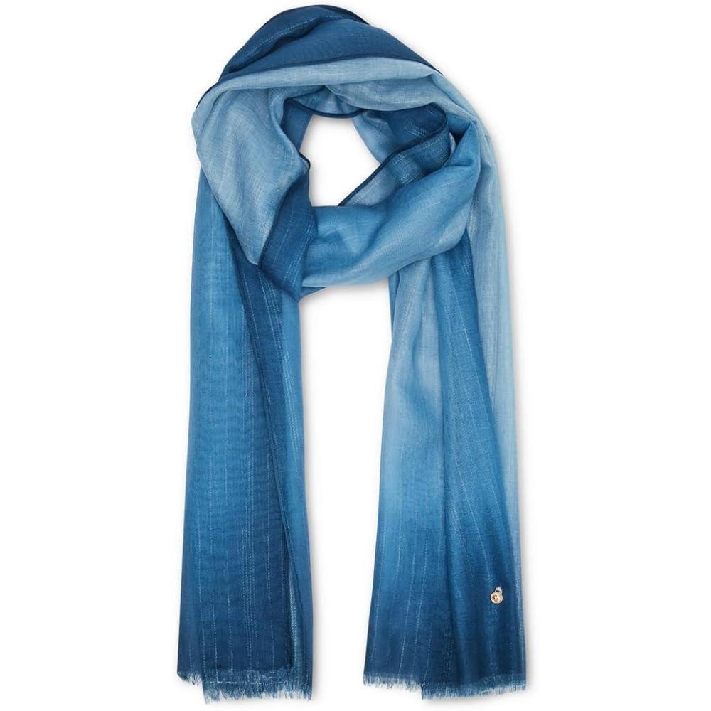 imageAnne Klein Ombre Lurex Pashmina Shawl Wrap Scarf Indigo