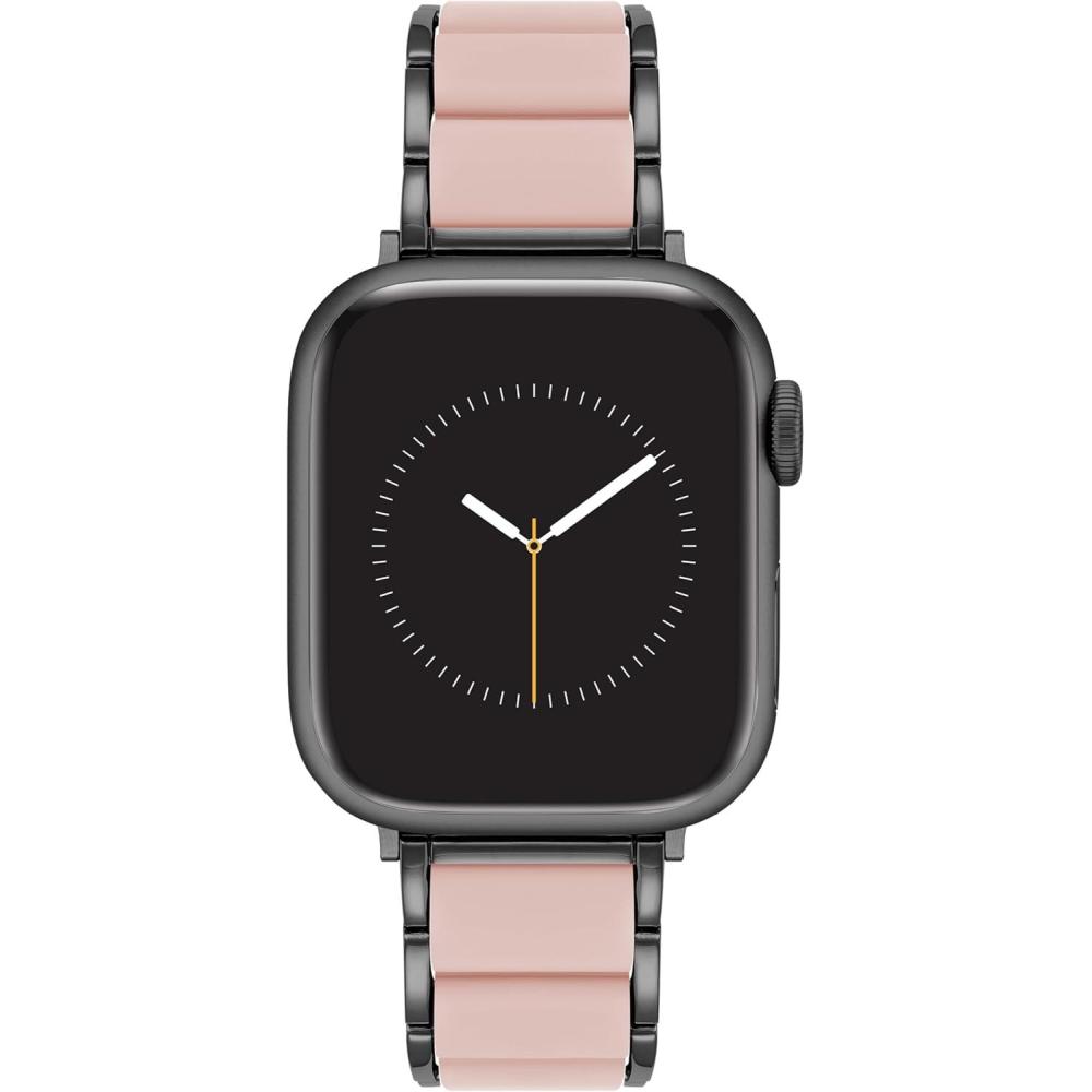 imageAnne Klein Silicone Fashion Bracelet for Apple Watch Secure Adjustable Apple Watch Replacement Band Fits Most WristsBlush PinkBlack