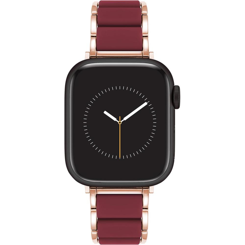 imageAnne Klein Silicone Fashion Bracelet for Apple Watch Secure Adjustable Apple Watch Replacement Band Fits Most WristsBurgundyRose Gold