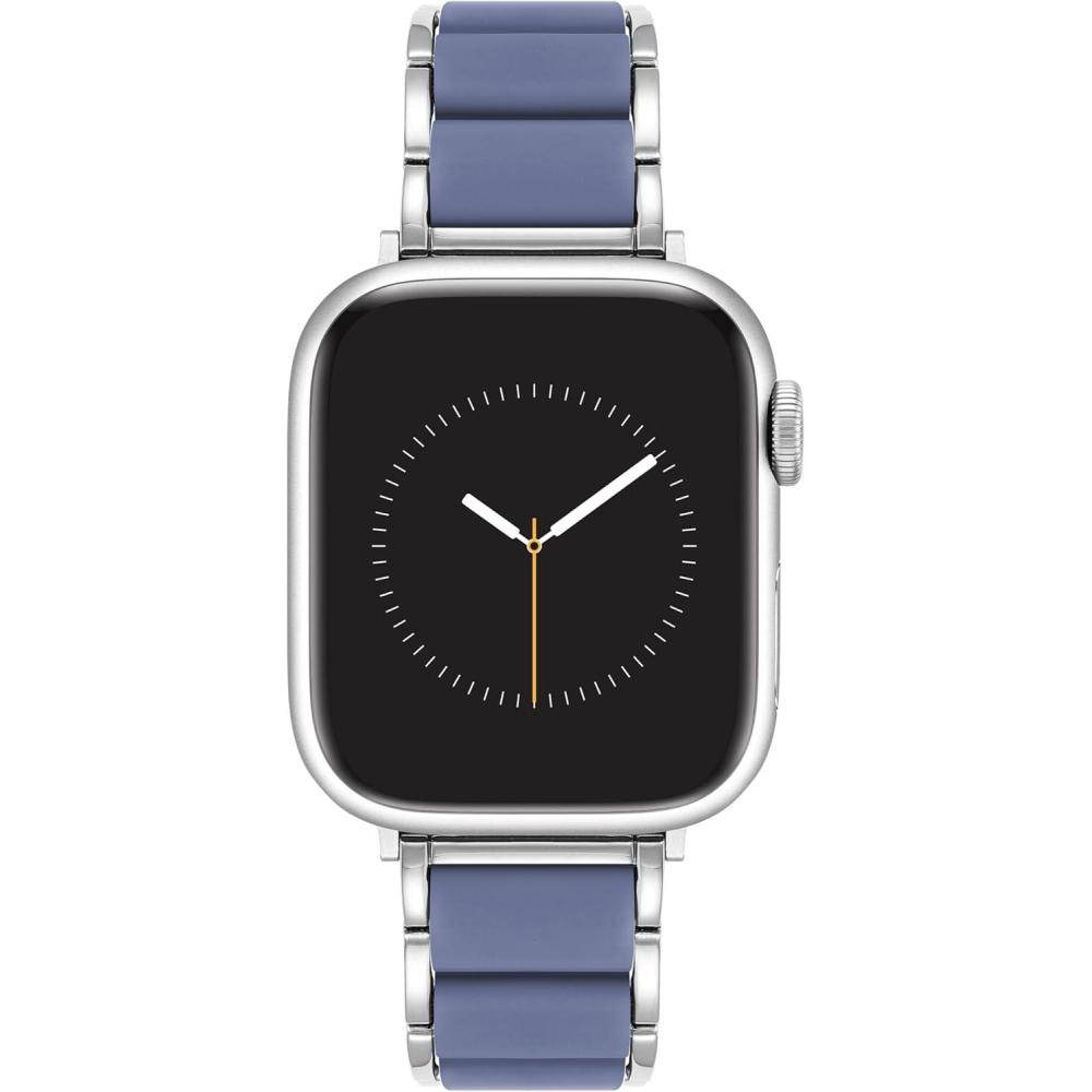 imageAnne Klein Silicone Fashion Bracelet for Apple Watch Secure Adjustable Apple Watch Replacement Band Fits Most WristsLight BlueSilver