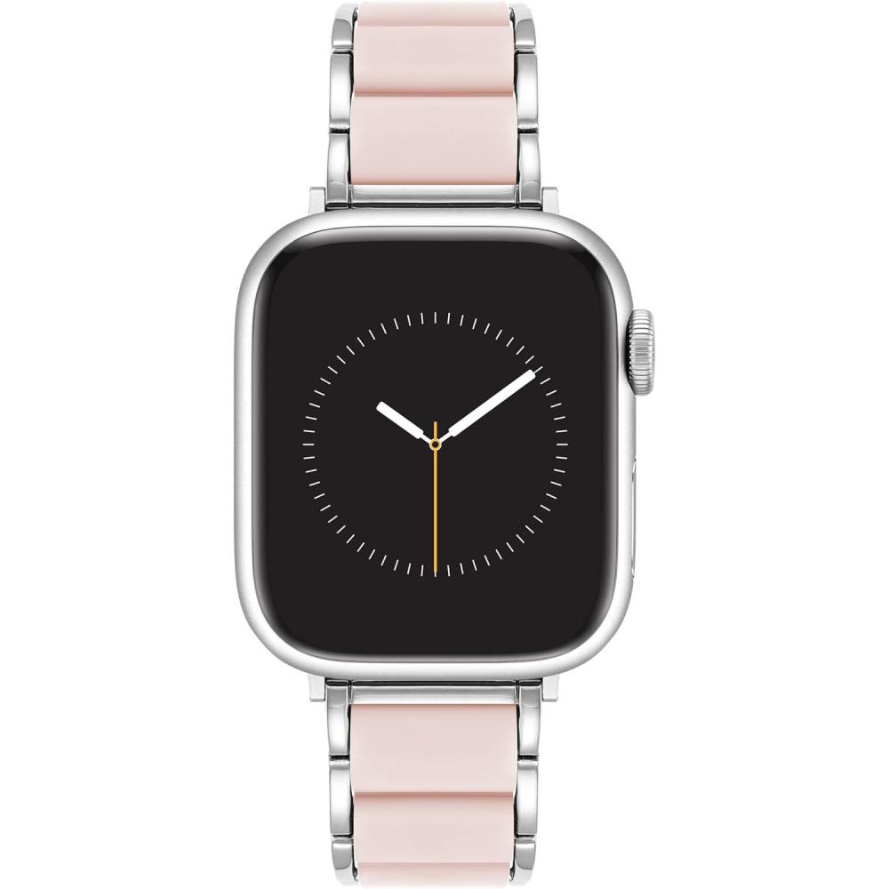 imageAnne Klein Silicone Fashion Bracelet for Apple Watch Secure Adjustable Apple Watch Replacement Band Fits Most WristsPinkSilver