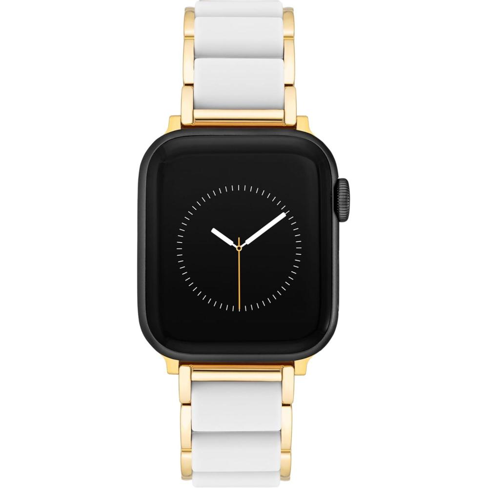 imageAnne Klein Silicone Fashion Bracelet for Apple Watch Secure Adjustable Apple Watch Replacement Band Fits Most WristsWhiteGold