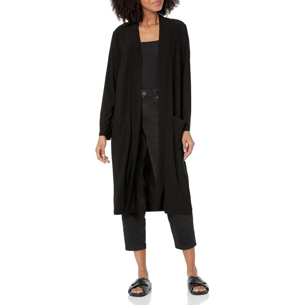 imageAnne Klein Womens Duster Cardigan WPocketsAsphalt
