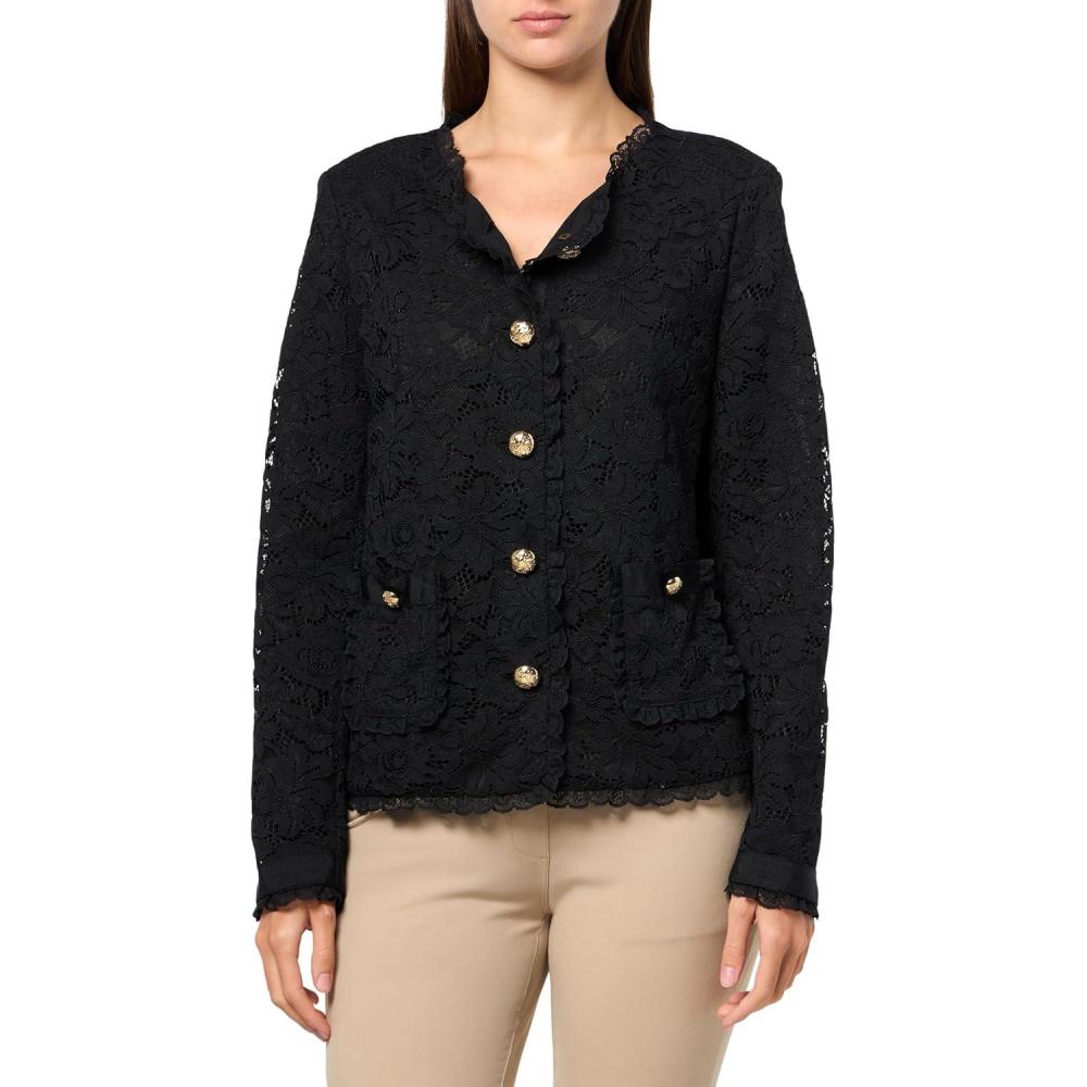 imageAnne Klein Womens Lace 5 Button JKT with Patch PktsAnne Black