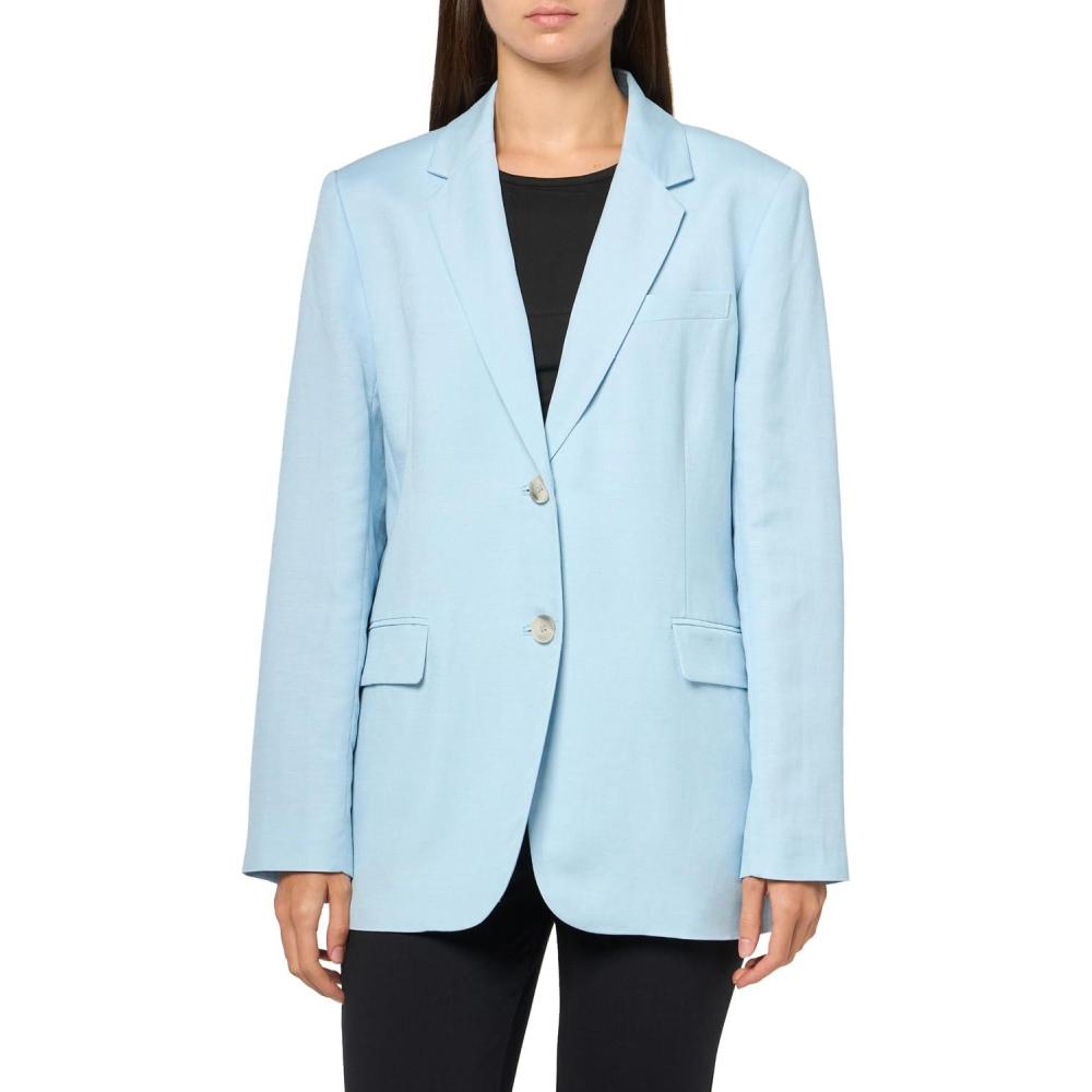 imageAnne Klein Womens Linen 2 Button Notch Collar JKTOpal Blue