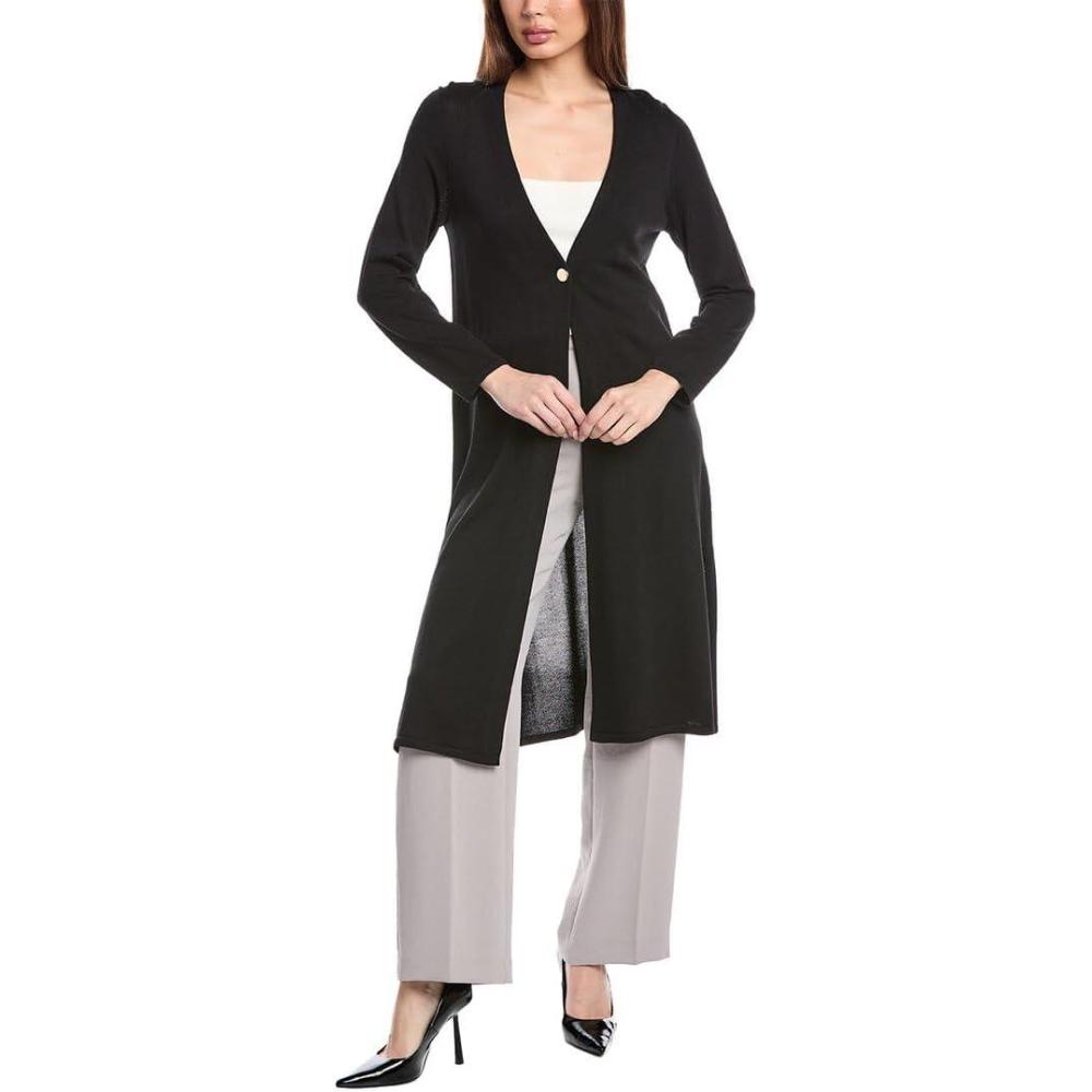 imageAnne Klein Womens Long Cardigan with One Button ampamp Side SLIAnne Black