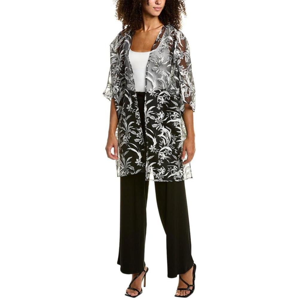 imageAnne Klein Womens Oversized Sheer Cardigan with Side SlitsBlackDove