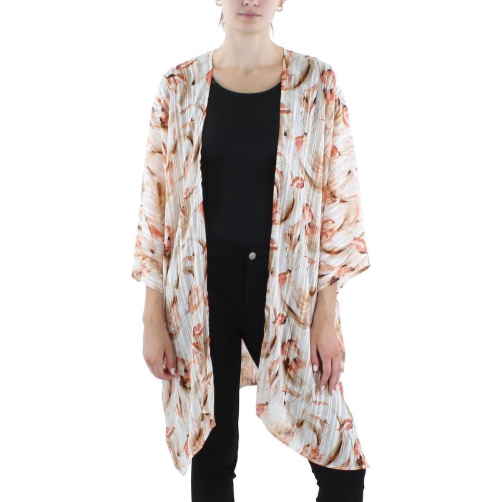 imageAnne Klein Womens Oversized Sheer Cardigan with Side SlitsClayNut Tonal