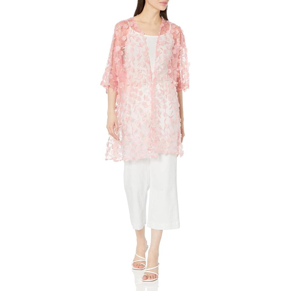 imageAnne Klein Womens Oversized Sheer Cardigan with Side SlitsRosebud