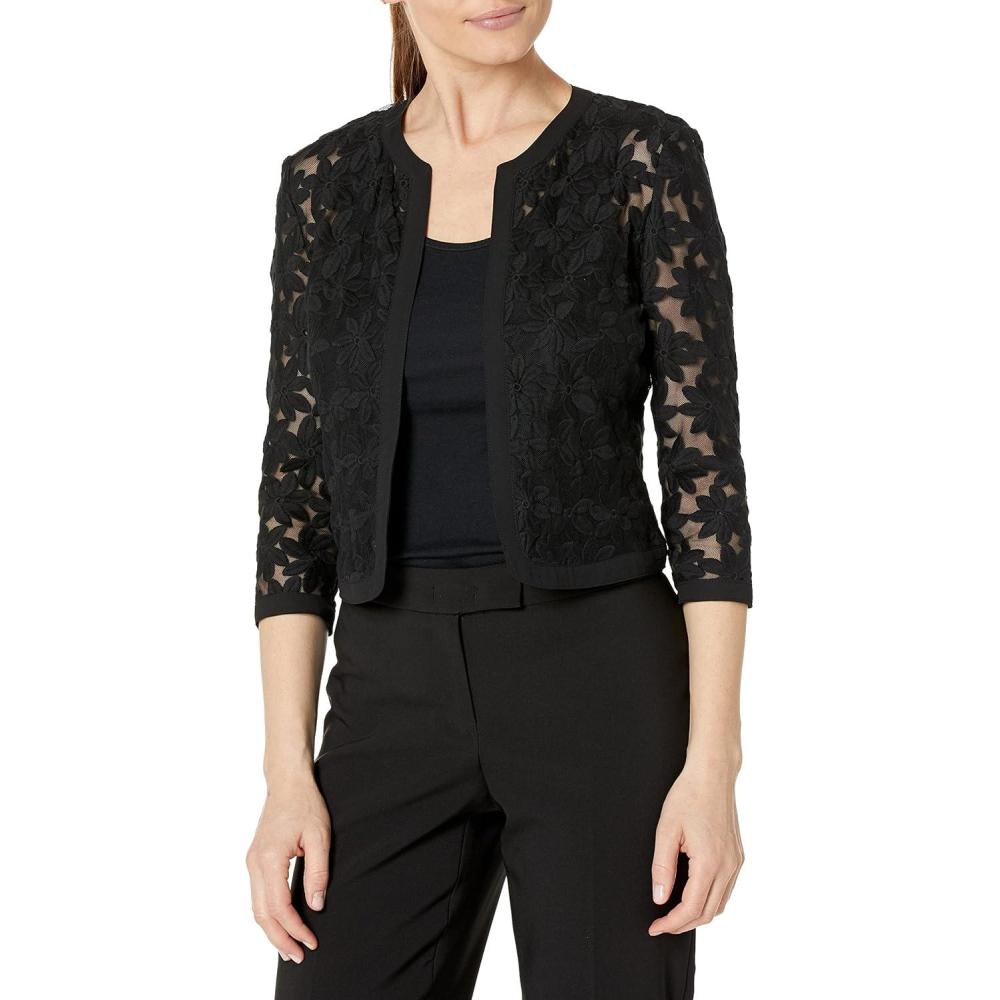 imageAnne Klein Womens Petite Soft Shoulder Cardigan Spring 22Asphalt