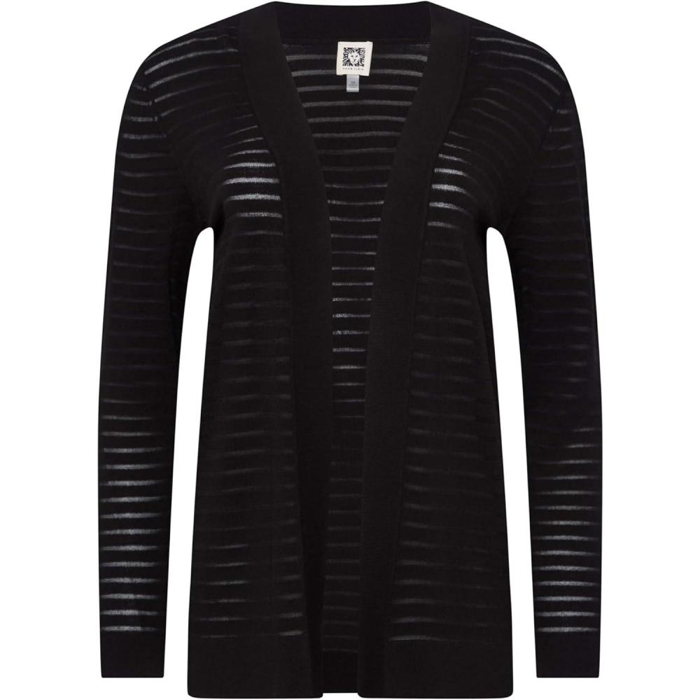 imageAnne Klein Womens Sheer Stripe CardiganAnne Black