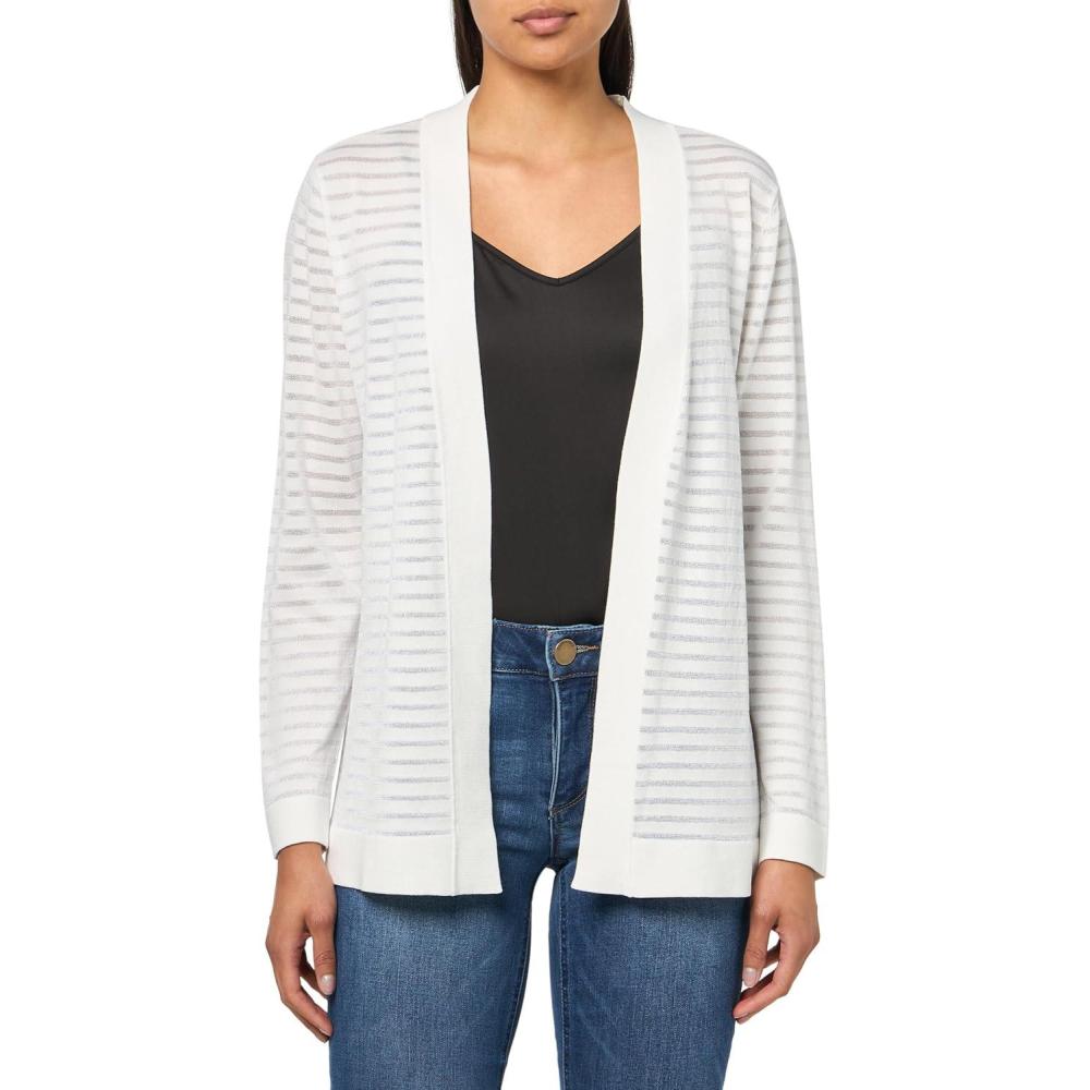 imageAnne Klein Womens Sheer Stripe CardiganBright White