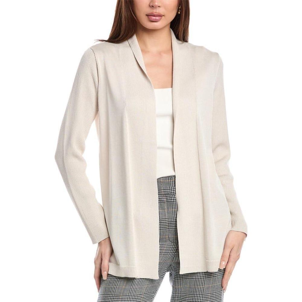 imageAnne Klein Womens Sonoma Cardigan W Rib CollarSoft Latte