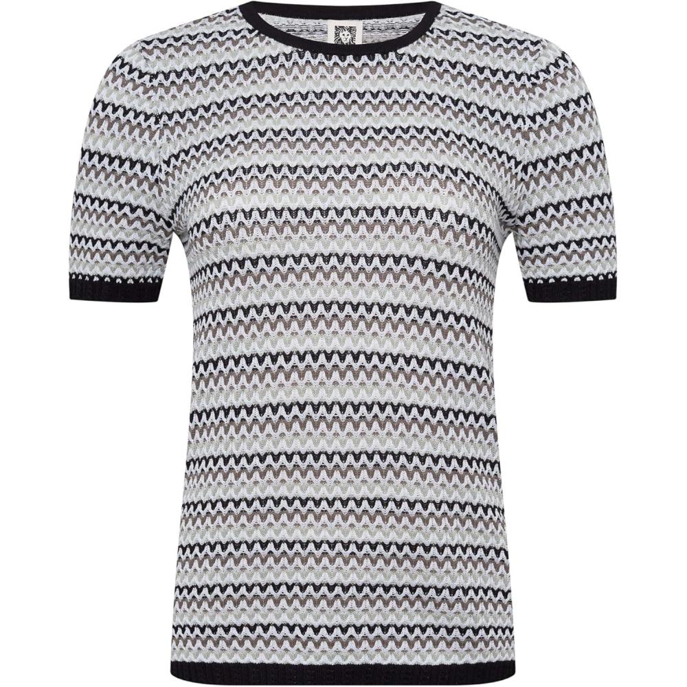 imageAnne Klein Womens Stitch Cap Sleeve Crew NeckEucalyptus Multi