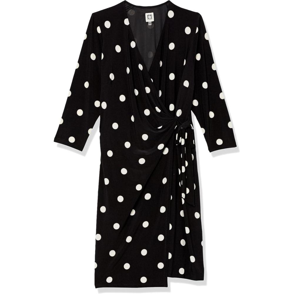 imageAnne Klein womens Printed Ity Classic Wrap DressAnthraciteAmethyst