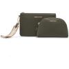 Anne Klein AK 3 piece pouch gift set with web detailing(Dark Olive)