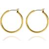Anne Klein Classics Silvertone Large Oval Hoop Earrings(Gold)