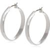 Anne Klein Classics Silvertone Large Oval Hoop Earrings(Silver)