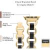 Anne Klein Fashion Chain Bracelet for Apple Watch, Secure, Adjustable, Apple Watch Replacement Band, Fits Most Wrists(Black and Gold)