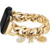 Anne Klein Fashion Chain Bracelet for Apple Watch, Secure, Adjustable, Apple Watch Replacement Band, Fits Most Wrists(Gold with Charms)