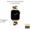 Anne Klein Fashion Chain Bracelet for Apple Watch, Secure, Adjustable, Apple Watch Replacement Band, Fits Most Wrists(Gold/Black)