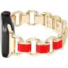 Anne Klein Fashion Chain Bracelet for Apple Watch, Secure, Adjustable, Apple Watch Replacement Band, Fits Most Wrists(Gold/Red)