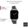 Anne Klein Fashion Chain Bracelet for Apple Watch, Secure, Adjustable, Apple Watch Replacement Band, Fits Most Wrists(Gunmetal Gray with Crystals)