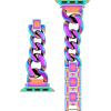 Anne Klein Fashion Chain Bracelet for Apple Watch, Secure, Adjustable, Apple Watch Replacement Band, Fits Most Wrists(Iridescent Rainbow)
