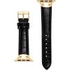 Anne Klein Leather Fashion Band for Apple Watch Secure, Adjustable, Apple Watch Band Replacement, Fits Most Wrists(Black Croc/Gold)